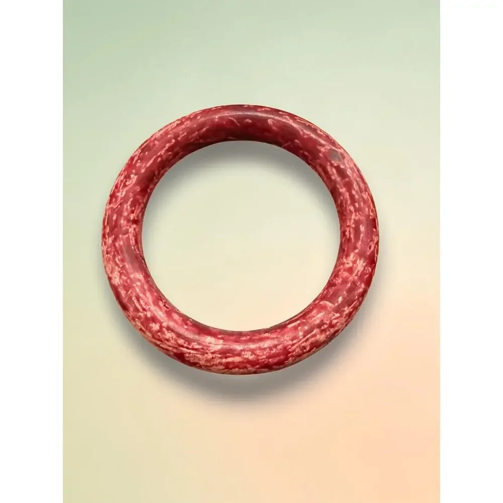 Vintage Red Cream Marbled Lucite Bangle Bracelet Matte Mod 11.25